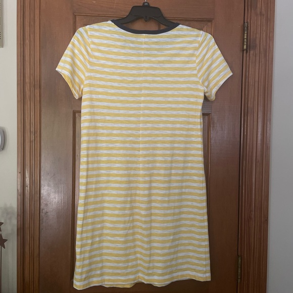 Old Navy Bright Yellow and White Striped T-Shirt Dress w/Navy Neck Band, Size M - Picture 7 of 7